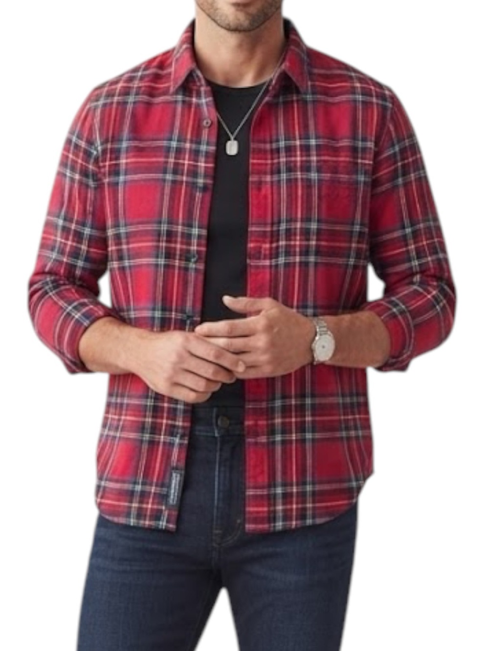 ABERCROMBIE FITCH Red Navy Plaid Flannel Shirt Grunge Stampede Mens XS